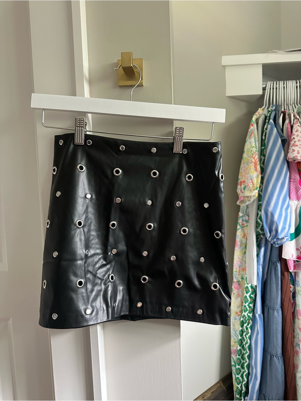 Black Eyelet Mini Skirt